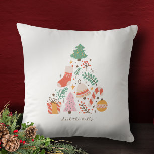 Deck the Halls Christmas Tree Decoration Holiday Cushion