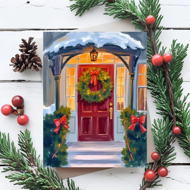 Deck the Halls | Christmas Winter Holiday Painted Postcard (Creator Uploaded)