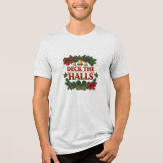 Deck the Halls Christmas Wreath Festive Art Tri-Blend Shirt