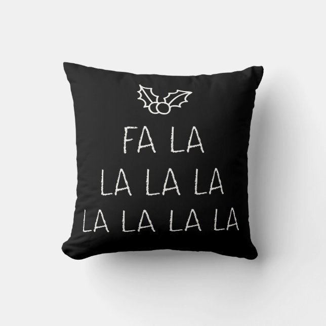 Deck the Halls Fa La La Chalkboard Throw Pillow (Front)