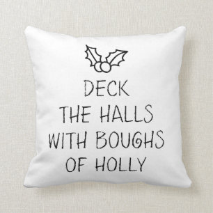 Deck the Halls Fa La La Chalkboard Throw Pillow