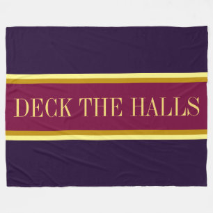 DECK THE HALLS Festive Burgundy Purple Stripes Fleece Blanket