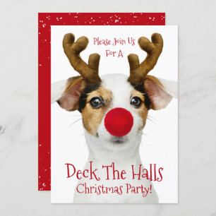 Deck The Halls - Funny Dog - Christmas Party - Invitation