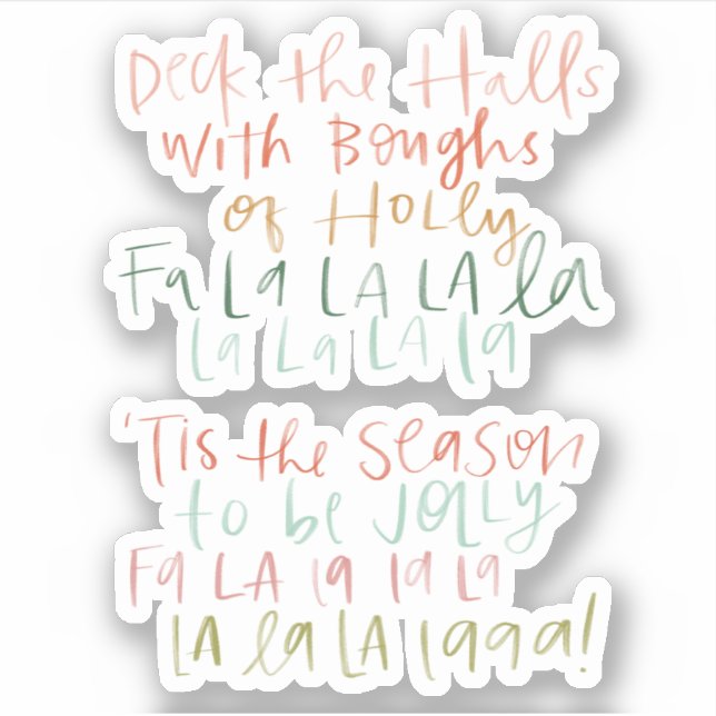Deck the Halls Hand Lettered Stickers (Front)