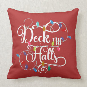deck the halls holiday lights Christmas Cushion