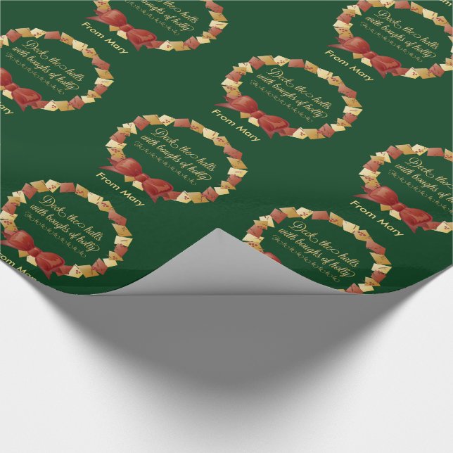 Deck the Halls Lyrics Design Wrapping Paper (Corner)