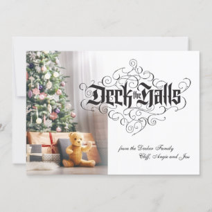 Deck the Halls Modern Black Christmas Lettering Holiday Card