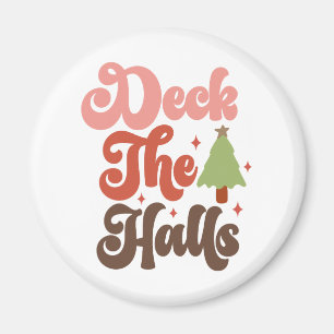 Deck the Halls Retro Groovy Christmas Holidays Magnet