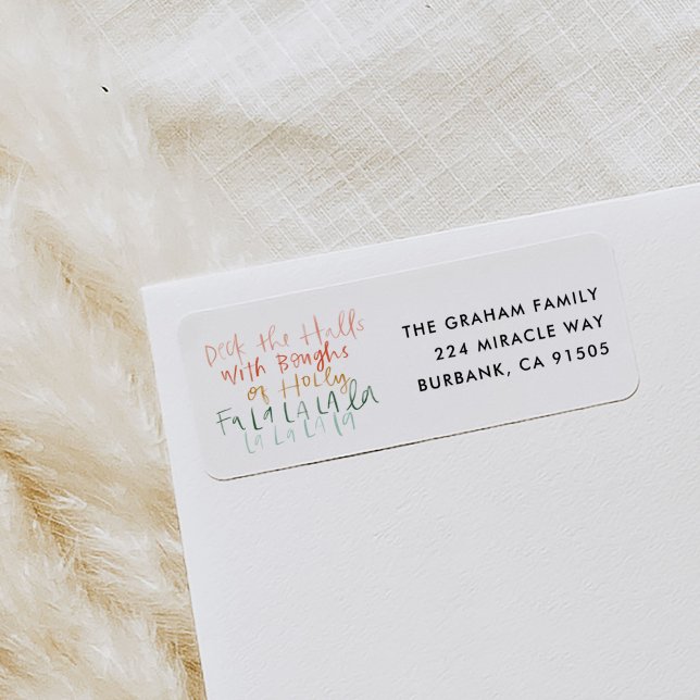 Deck the Halls Return Address Label (Watercolor Deck the Halls Christmas carol return address labels.)