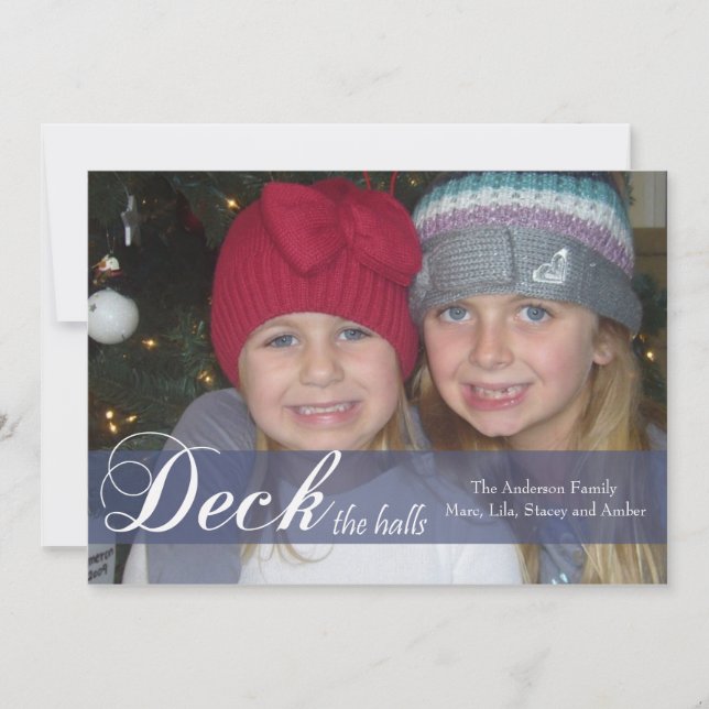 Deck the Halls Ribbon Photo Card (Front)