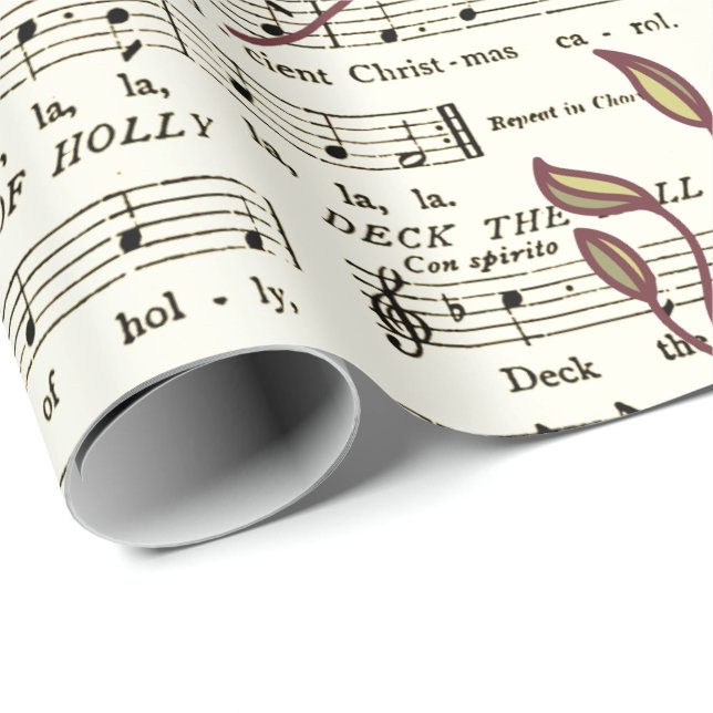 Deck the Halls Sheet Music Wrapping Paper (Roll Corner)