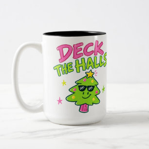 deck the halls Two-Tone coffee mug