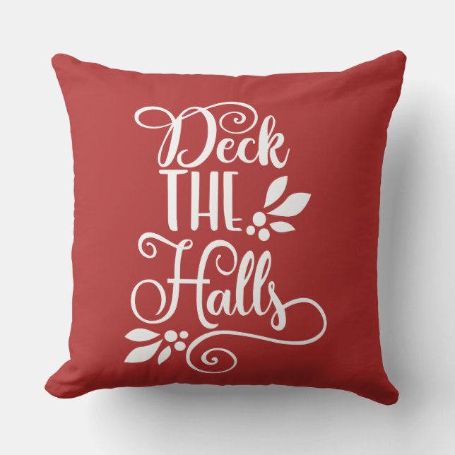 deck the halls Typography Holidays Cushion (Front)