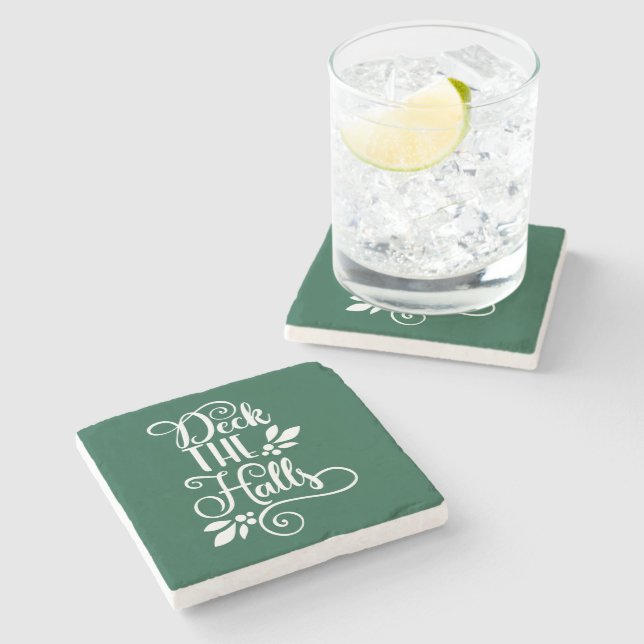 deck the halls Typography Holidays Stone Coaster (Side)