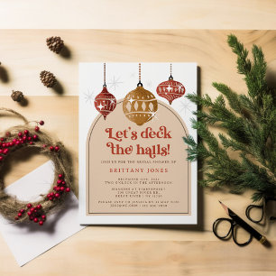 Deck the Halls Winter Retro Holiday Bridal Shower Invitation