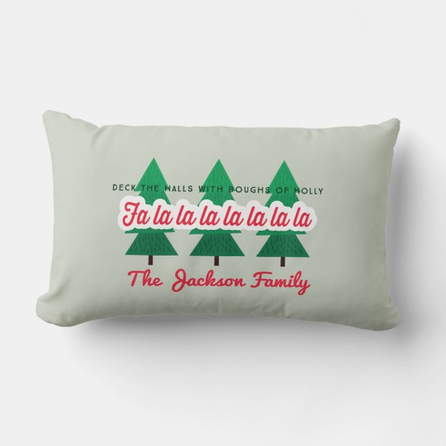 Deck the halls with boughs of holly Christmas Lumbar Cushion (Front)