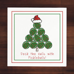 Deck the Halls With Pickleballs Christmas Festive  Napkin