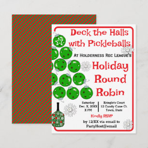 Deck the Halls with Pickleballs Christmas Party Invitation