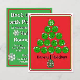 Deck the Halls with Pickleballs Christmas Party Invitation