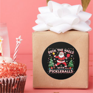 Deck The Halls With Pickleballs Classic Round Sticker