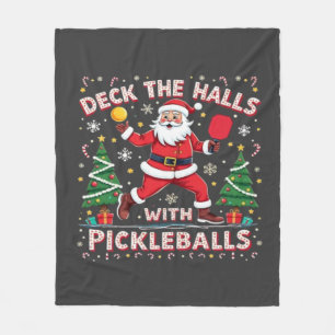 Deck The Halls With Pickleballs Fleece Blanket