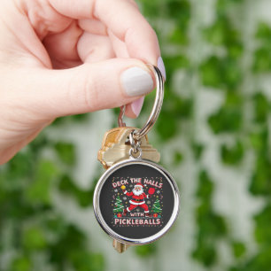 Deck The Halls With Pickleballs Key Ring