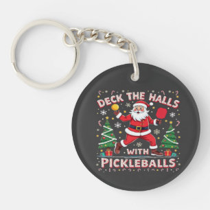 Deck The Halls With Pickleballs Key Ring