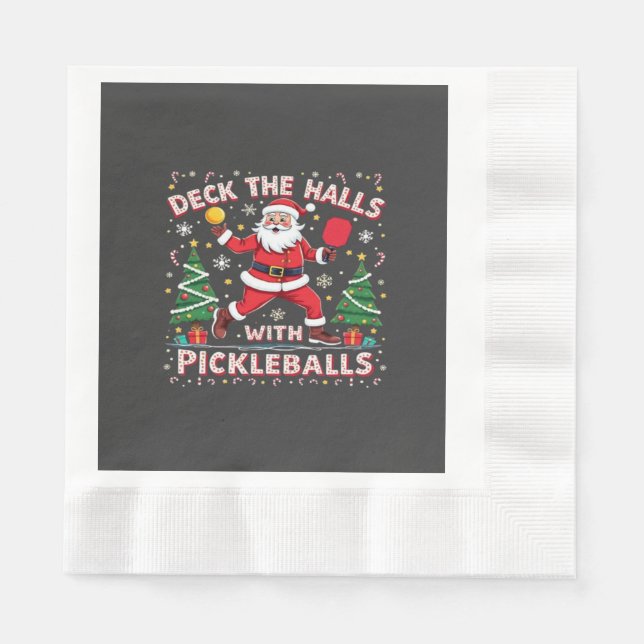 Deck The Halls With Pickleballs  Napkin (Front)