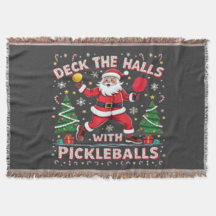 Deck The Halls With Pickleballs  Throw Blanket