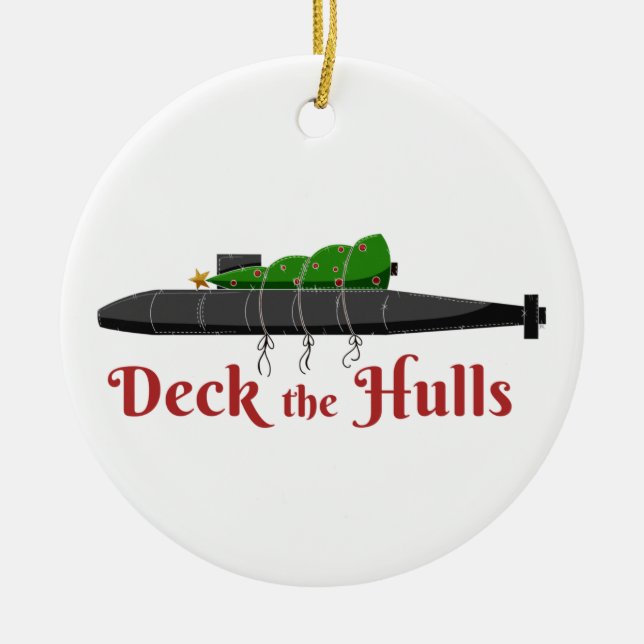 Deck the Hulls - Sub Holiday Ornament (Front)