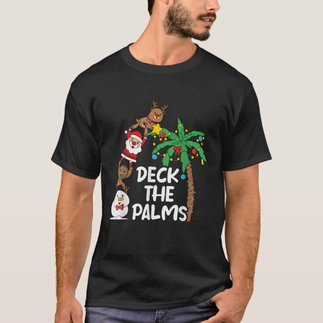 Deck The Palm Christmas in July Xmas Men Women Kid T-Shirt (Front)