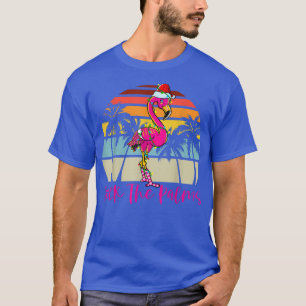 Deck the Palms Christmas Flamingo Palm Tree Tropic T-Shirt