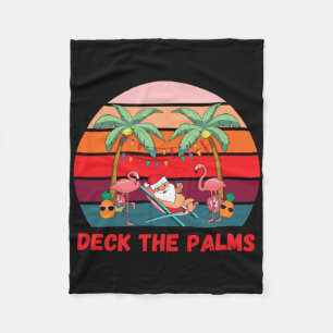 Deck The Palms - Christmas In July Santa Drinking  Fleece Blanket