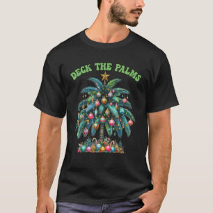 Deck The Palms Christmas Palm Tree Lights Tropical T-Shirt