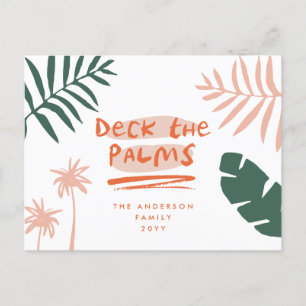 deck the palms christmas tropical modern holiday postcard