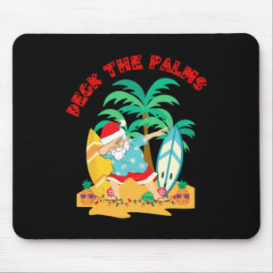Deck The Palms Dabbing Santa - Xmas Tropical Beach Mouse Pad