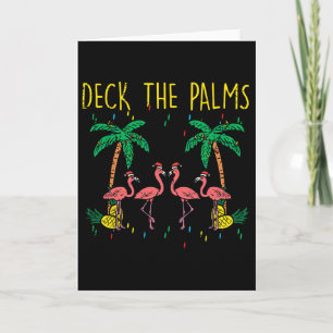 Deck The Palms Flamingo Fun Xmas Christmas Women Card