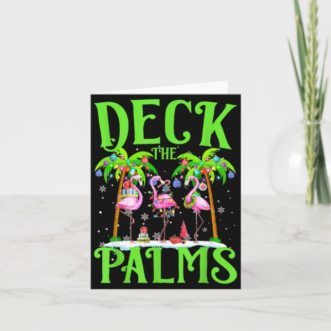 Deck The Palms Flamingo Trocal Christmas Lights Pa Card (Front)