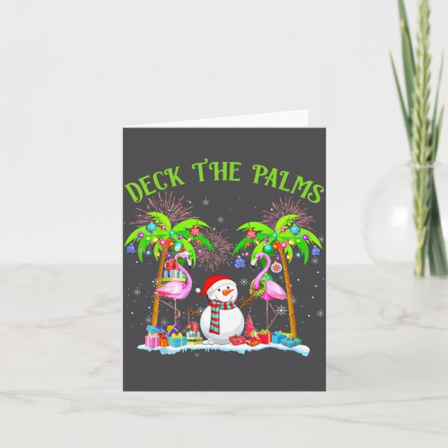 Deck The Palms Flamingo Trocal Christmas Lights Pa Card (Front)