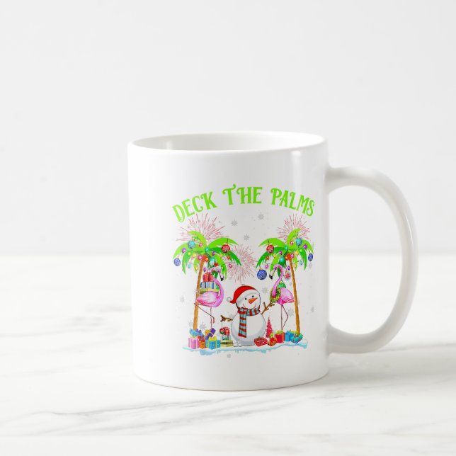 Deck The Palms Flamingo Trocal Christmas Lights Pa Coffee Mug (Right)