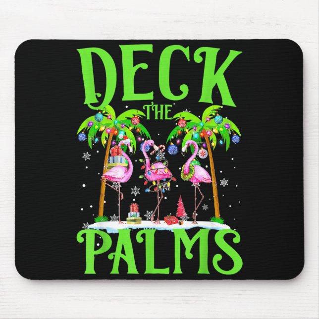 Deck The Palms Flamingo Trocal Christmas Lights Pa Mouse Pad (Front)