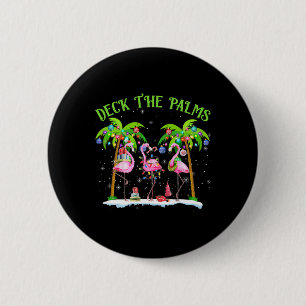 Deck The Palms Flamingo Tropical Christmas Lights  6 Cm Round Badge