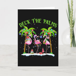Deck The Palms Flamingo Tropical Christmas Lights  Card