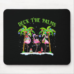 Deck The Palms Flamingo Tropical Christmas Lights  Mouse Pad