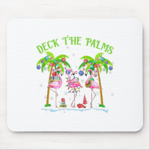 Deck The Palms Flamingo Tropical Christmas Lights  Mouse Pad