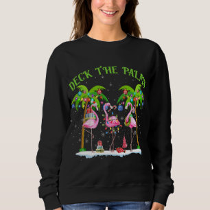 Deck the Palms Flamingo Tropical Christmas Lights  Sweatshirt