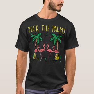 Deck The Palms Flamingo Xmas PJs Christmas Pajamas T-Shirt