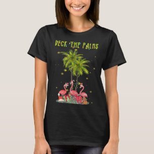 Deck The Palms Hawaiian Christmas Lights Palm Flam T-Shirt