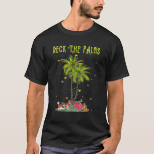 Deck The Palms Hawaiian Christmas Palm Tree Lights T-Shirt
