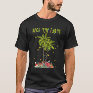 Deck The Palms Hawaiian Christmas Palm Tree Lights T-Shirt